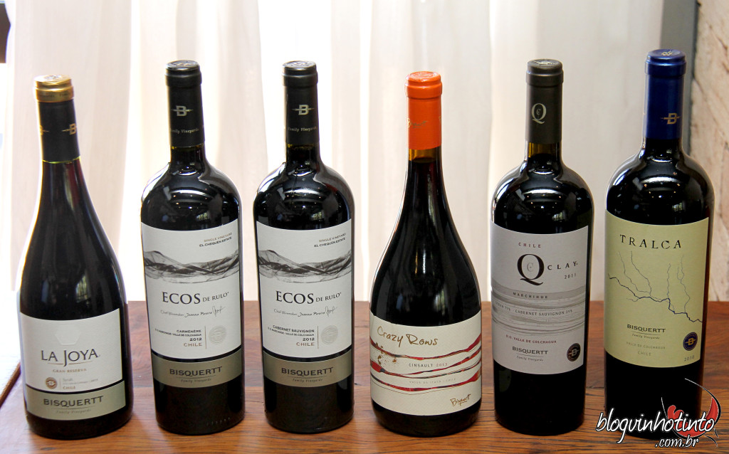 Vinhos tintos da Bisquertt apreciados no evento